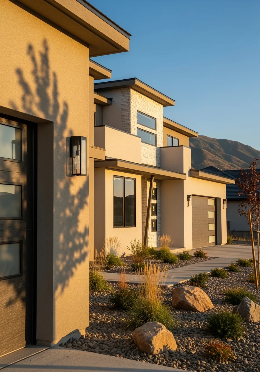 Detail of quality exterior work on a Lehi home, highlighting professional craftsmanship and modern construction standards.